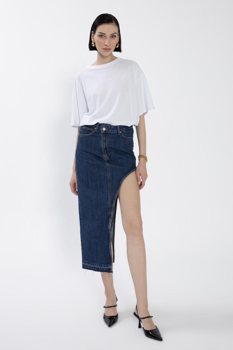 Cut Out Denim Skirt
