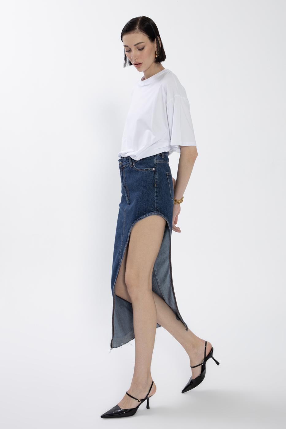 Cut Out Denim Skirt