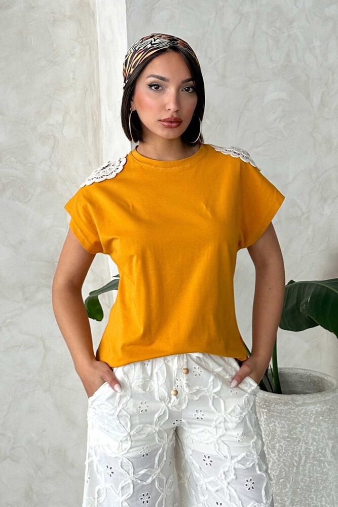 Omuzu Dantelli t - Shirt