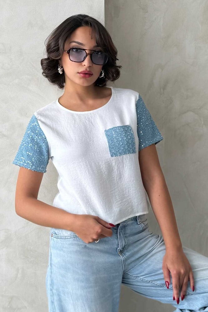 Kot Detaylı Toptan T - Shirt