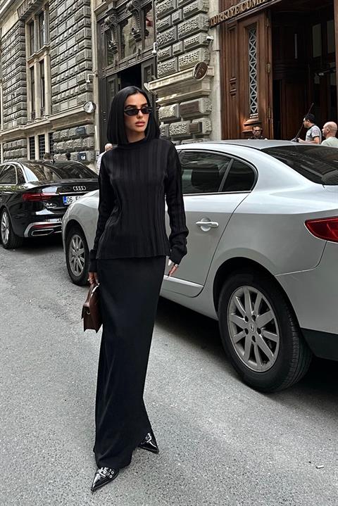 Darcy Etek Bluz Triko Takım 9969 SİYAH STD