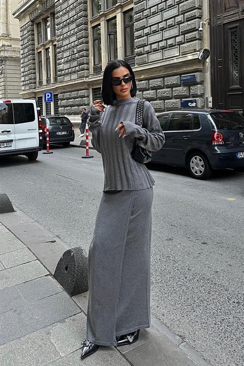 Darcy Etek Bluz Triko Takım 9969 ANTRASİT STD