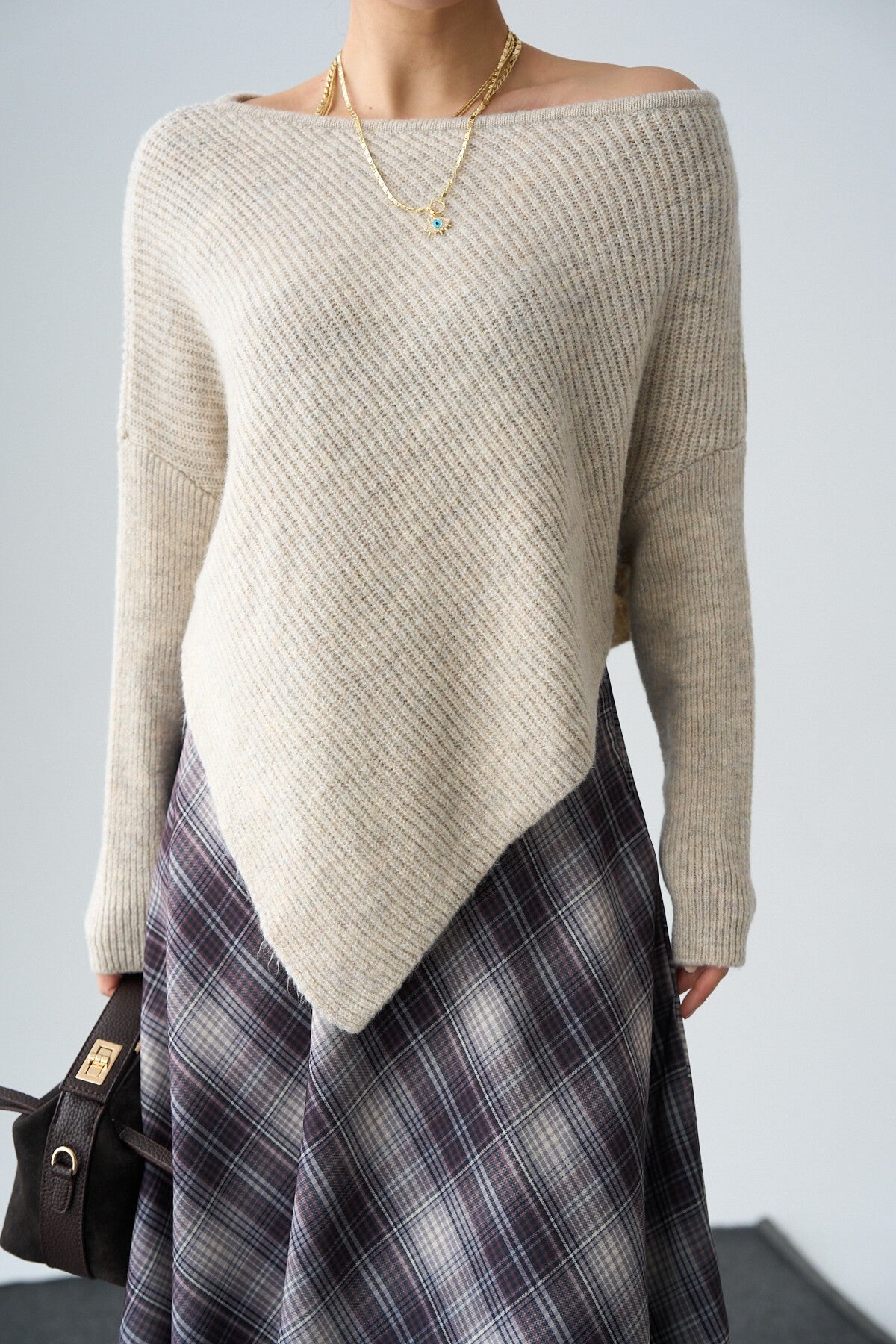 Open Beige Cowl Neck Sweater