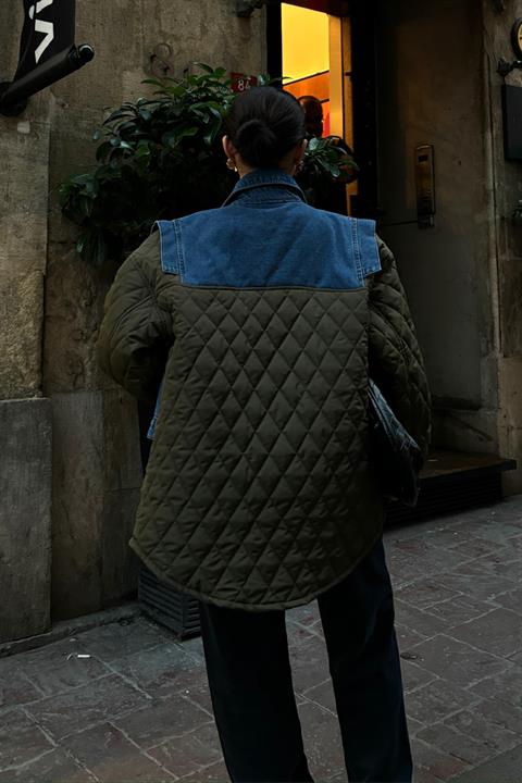 Denim Garnili Kapitone Ceket 7071