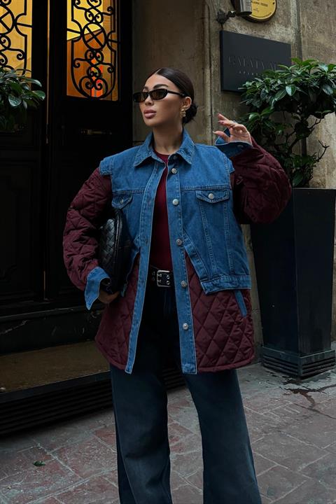 Denim Garnili Kapitone Ceket 7071