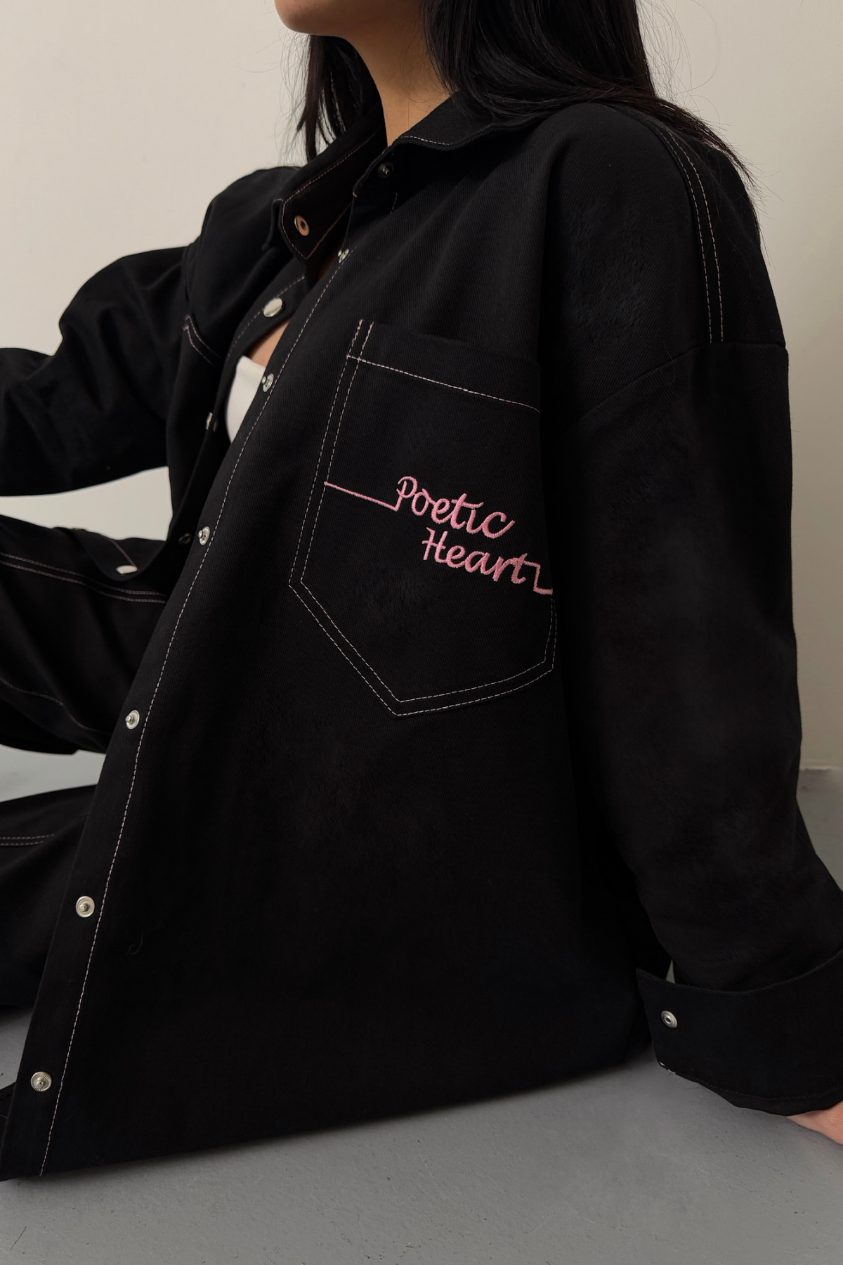 DENİM PUNTOLU GÖMLEK-PANTOLON TAKIM - Pembe