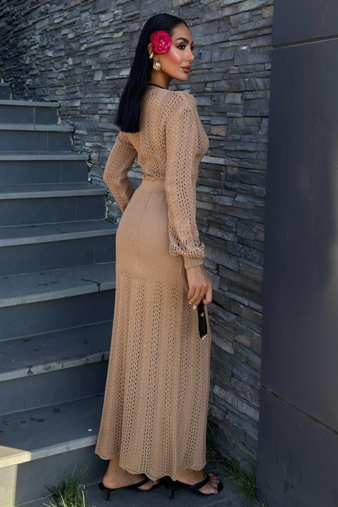 Derin Yaka Triko Elbise 2856