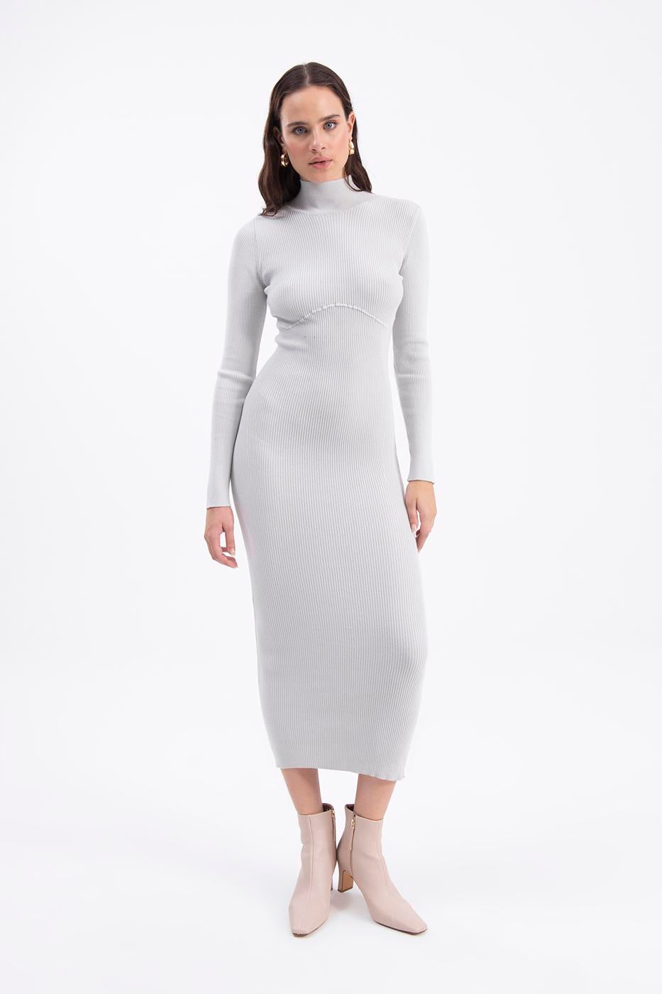 High neck knitted pencil dress