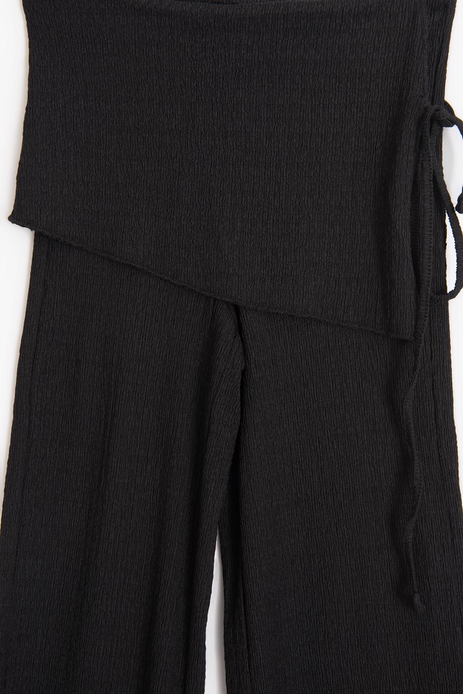 Textured Lace-Up Pareo Trousers