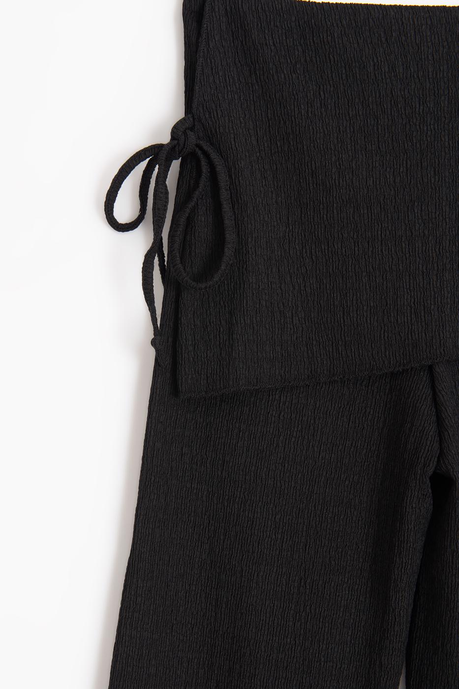 Textured Lace-Up Pareo Trousers