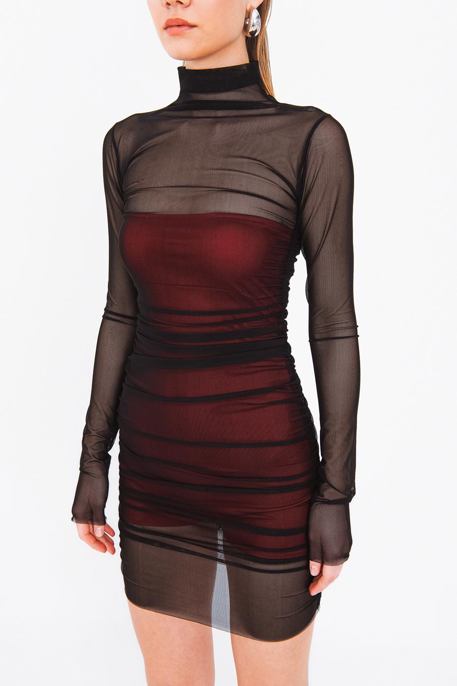 Draped Mini Tulle Dress
