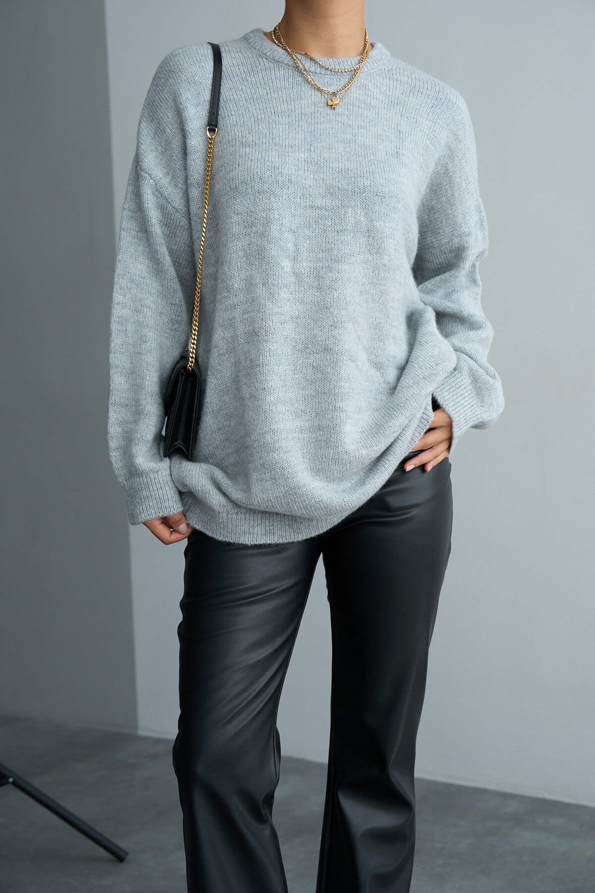 Grey Double Collar Sweater