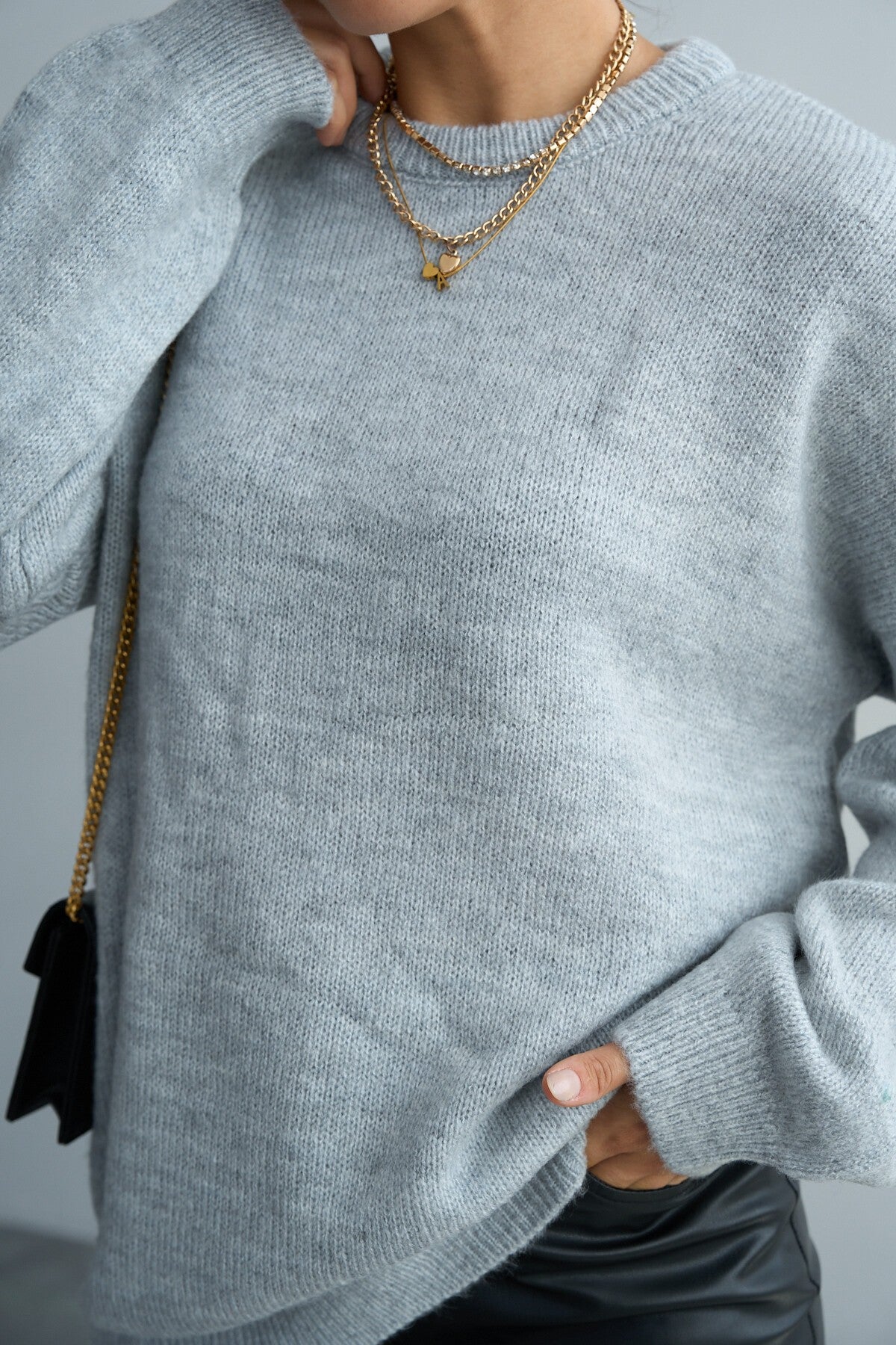 Grey Double Collar Sweater
