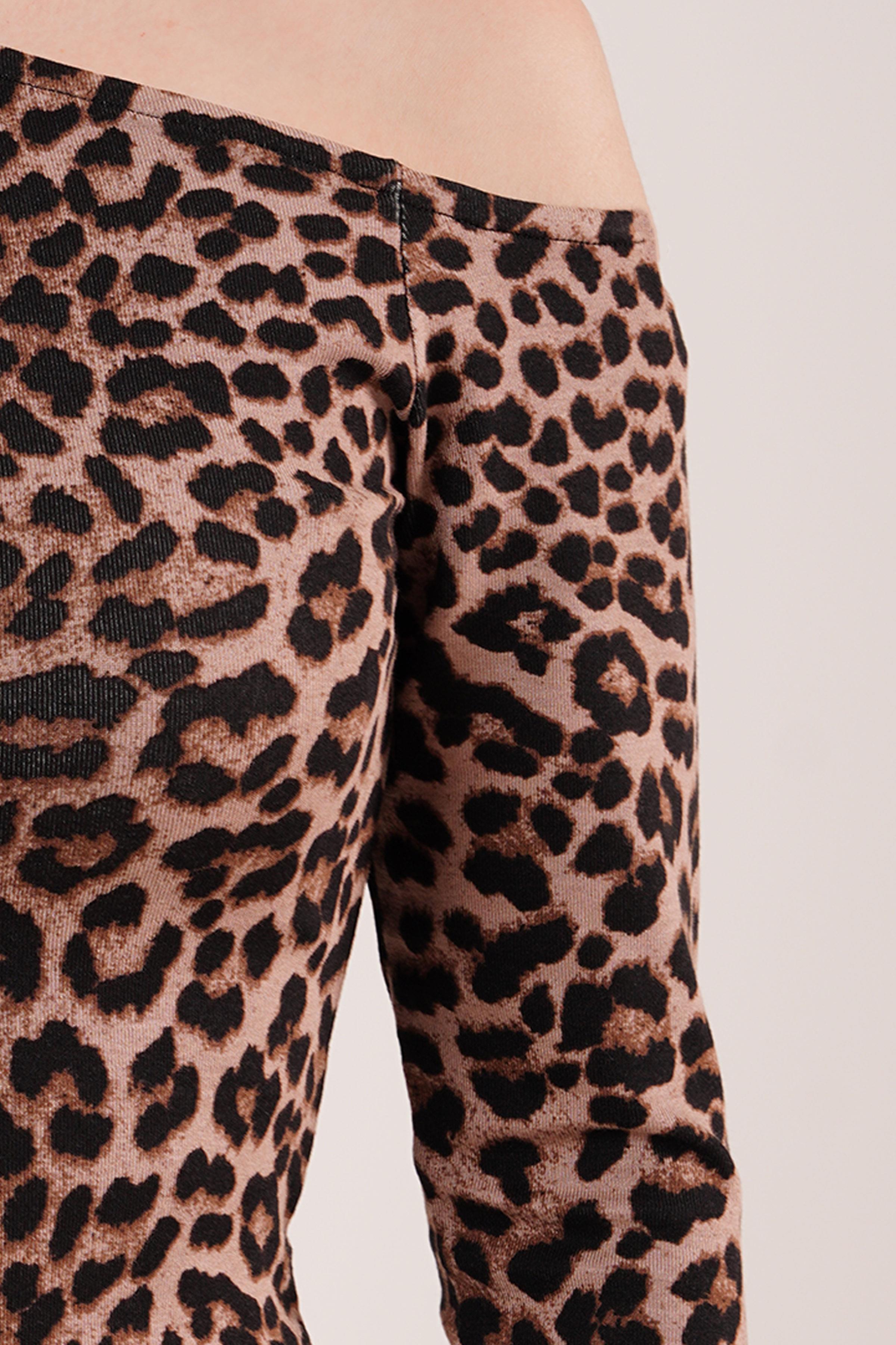 Düşük Omuz Detaylı Toptan Leopar Desen Bluz