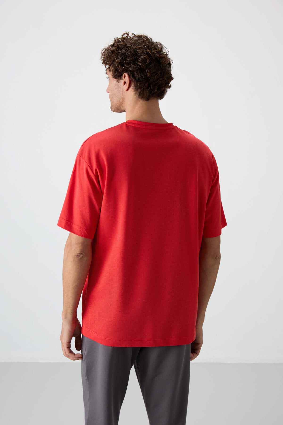 Fiesta Pamuklu Kalın Yüzeyi Dokulu Oversize Fit  Baskılı Erkek T-Shirt - 88370