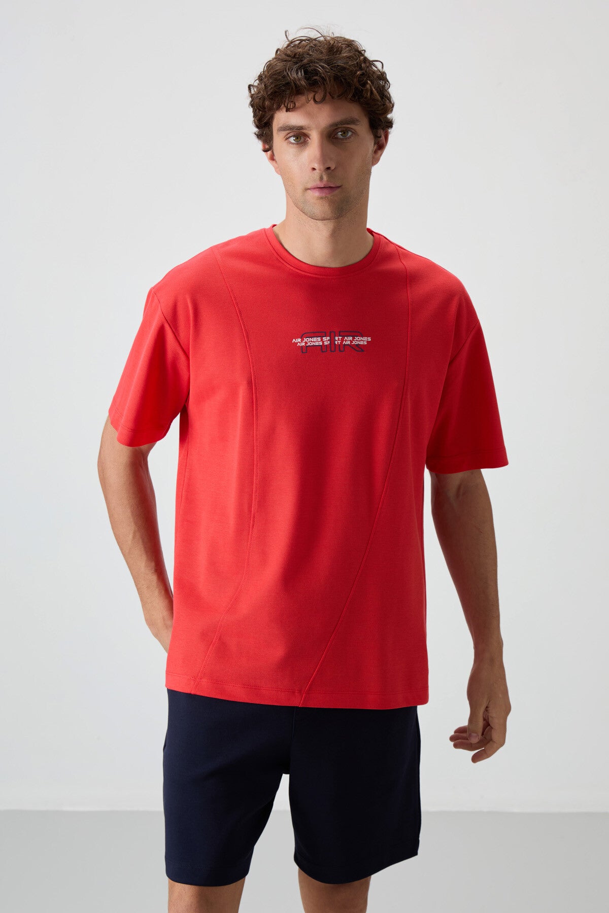 Fiesta Pamuklu Kalın Yüzeyi Dokulu Oversize Fit  Baskılı Erkek T-Shirt - 88372