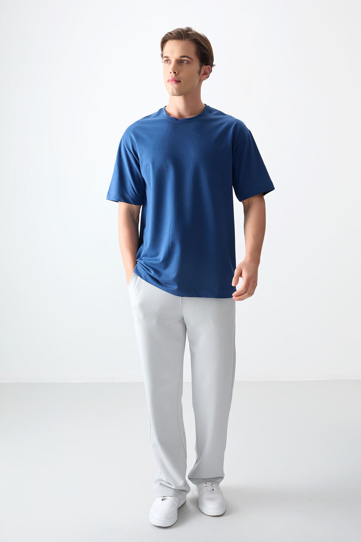 Parlament Pamuklu Kalın Yumuşak Dokulu Oversize Fit Basic Erkek T-Shirt - 88377