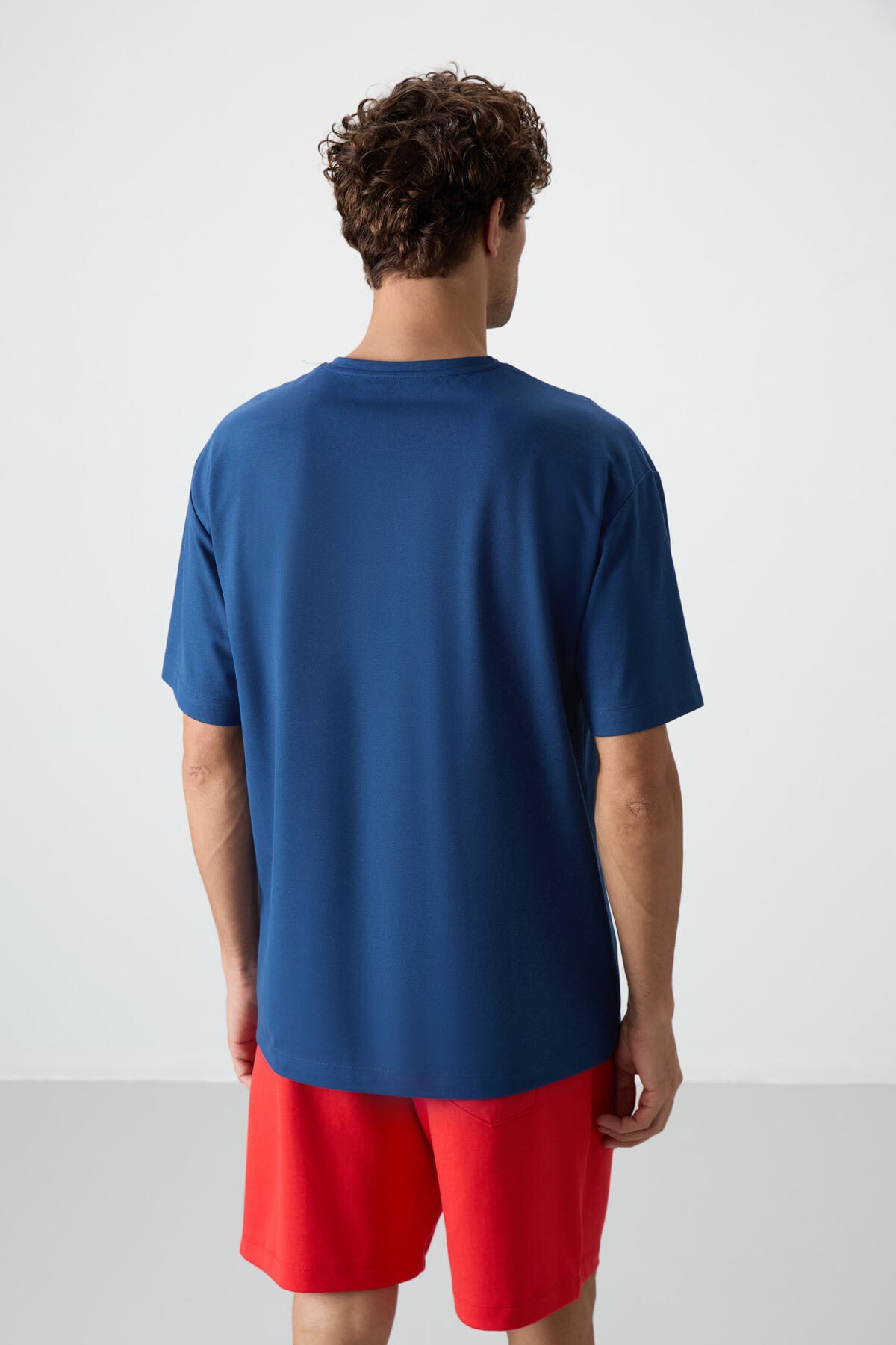 Parlament Pamuklu Kalın Yüzeyi Dokulu Oversize Fit  Baskılı Erkek T-Shirt - 88371