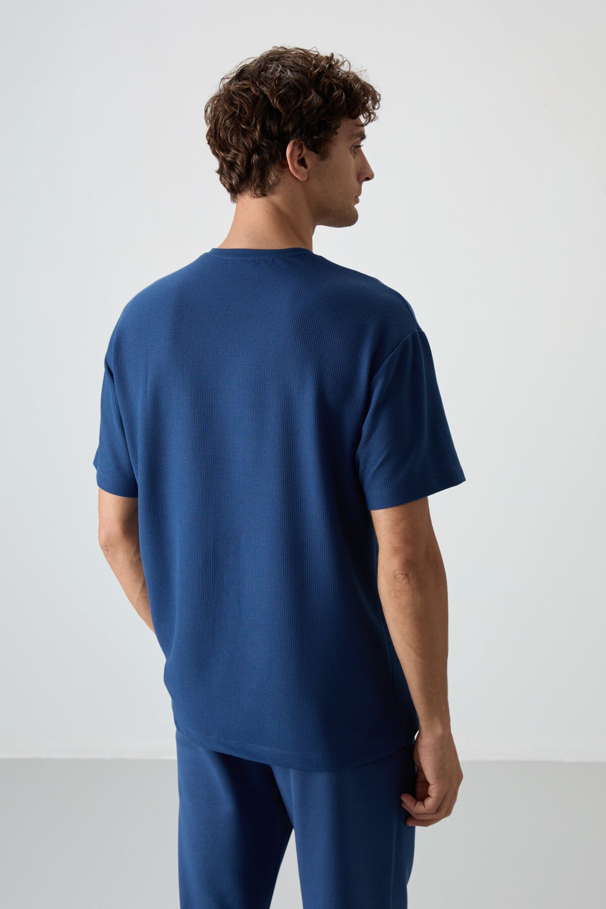 Parlament Waffle İnterlok Yüzeyi Dokulu Oversize Fit Basic Erkek T-Shirt - 88380