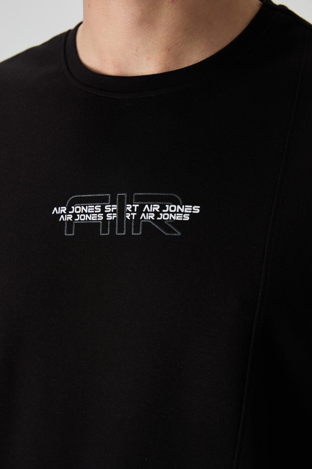Siyah Pamuklu Kalın Yüzeyi Dokulu Oversize Fit  Baskılı Erkek T-Shirt - 88372