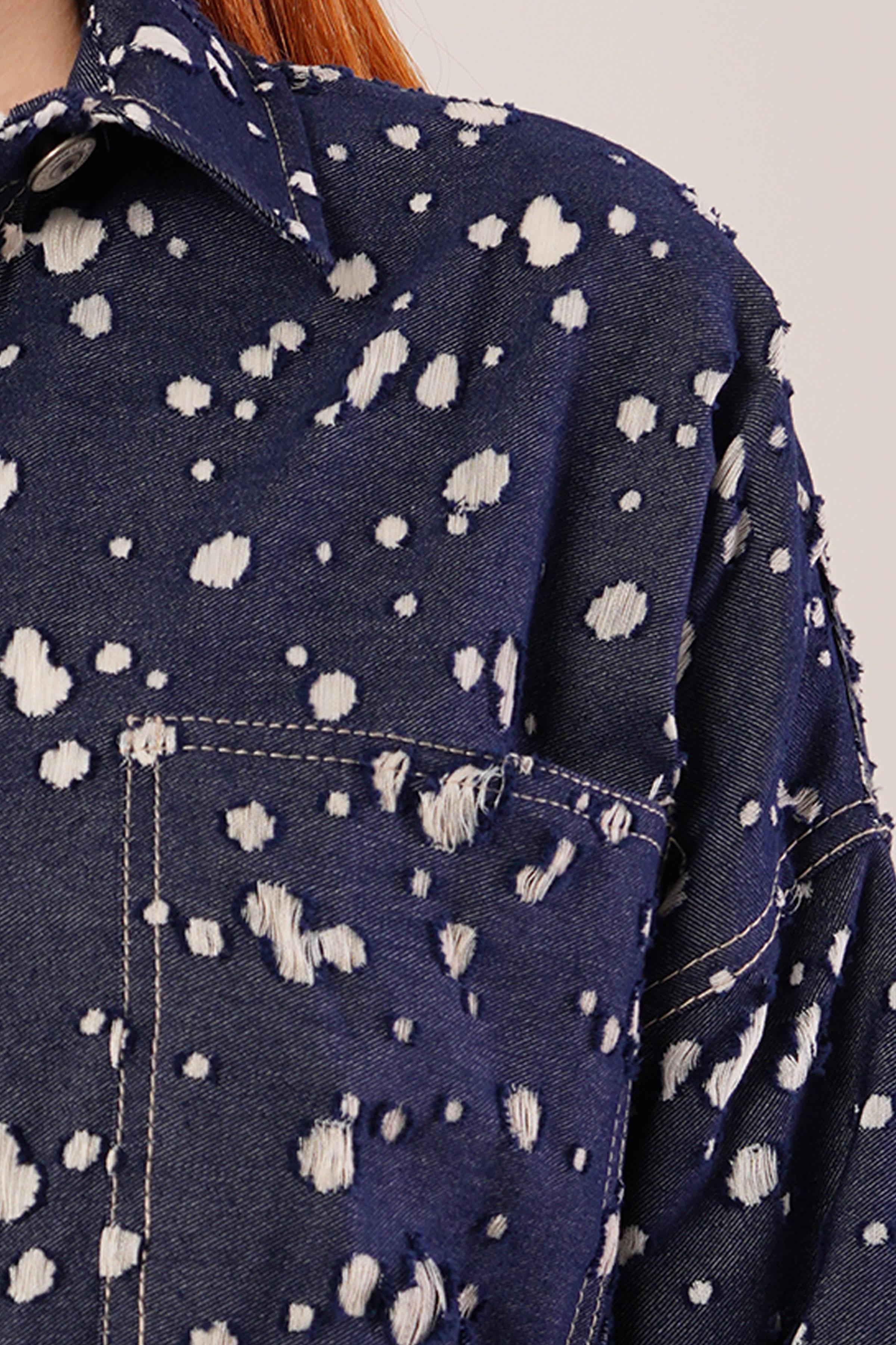 Eskitme Görünümlü Denim Toptan Mavi Gömlek