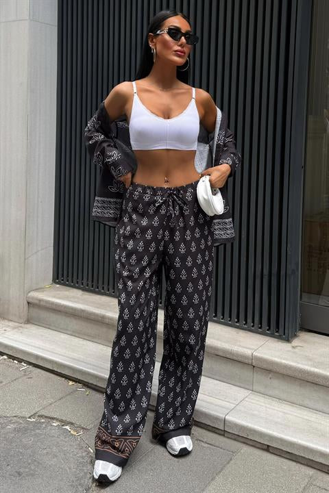 Etnik Desenli İkili Keten Takım 10120