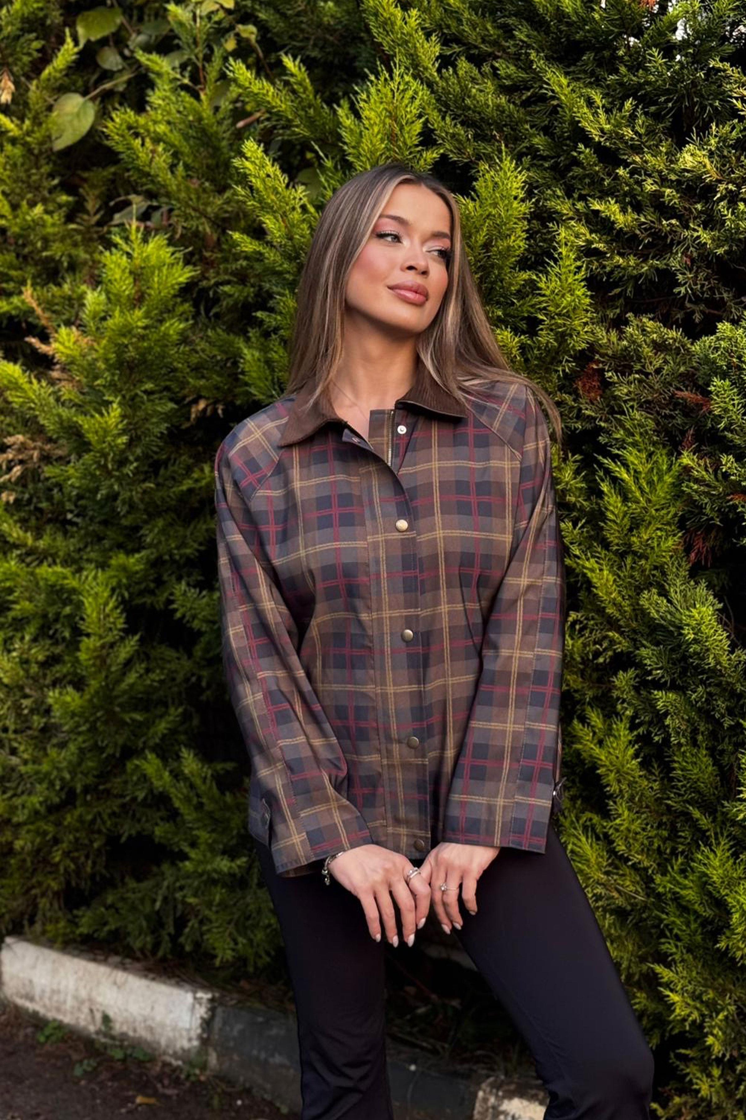 Ekose Desen Çıtçıt Kapamalı Toptan Trençkot