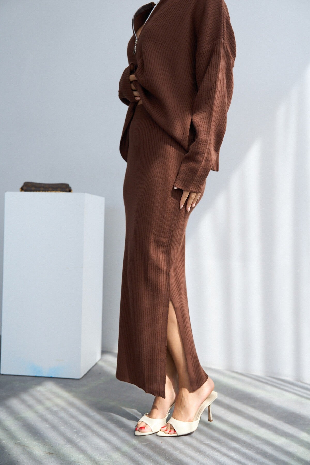 COFFEE Zippered Skirt Set