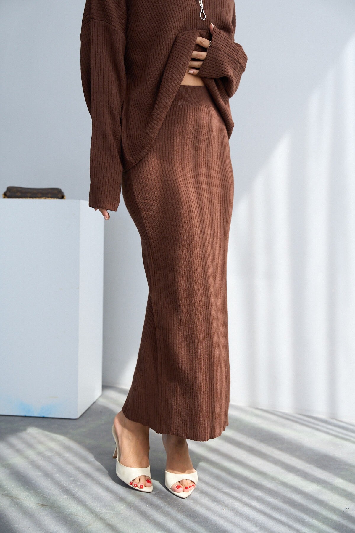 COFFEE Zippered Skirt Set