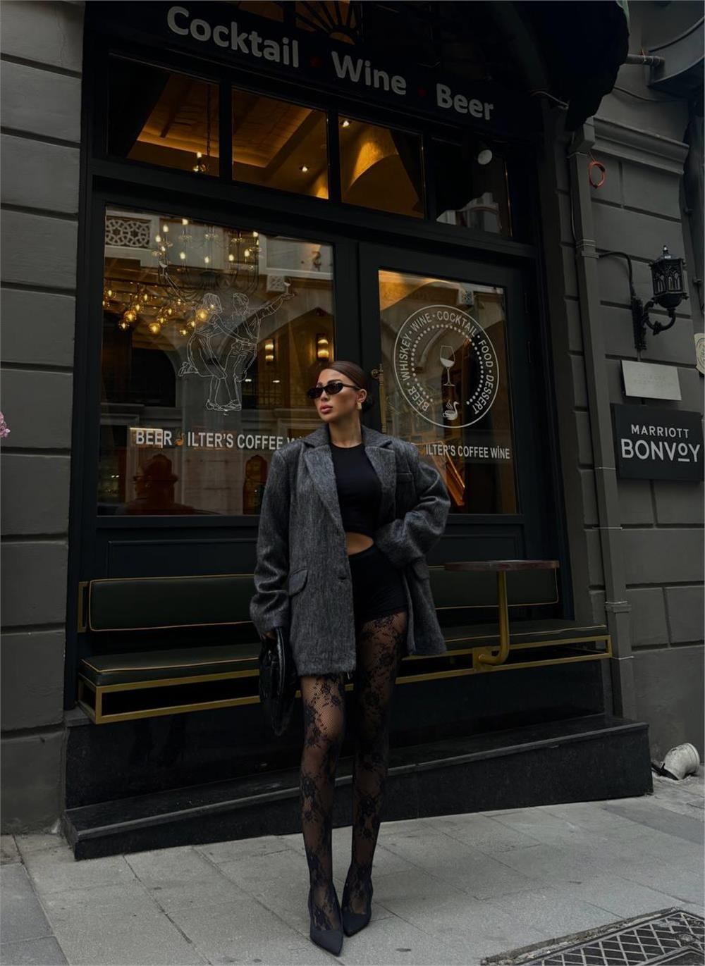 FIRÇALI KAŞE BOYFRİEND BLAZER CEKET - Gri