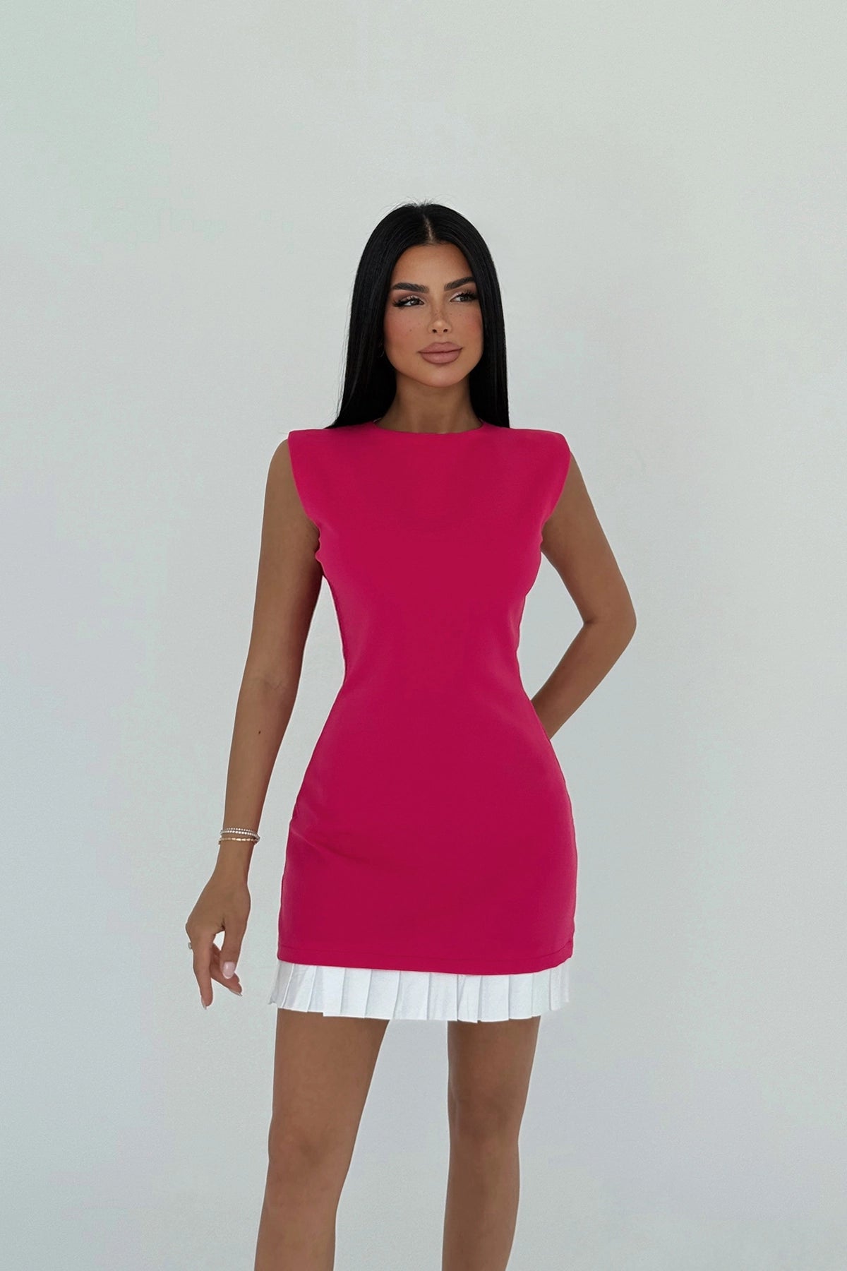 Fuşya Basic Mini Elbise XS