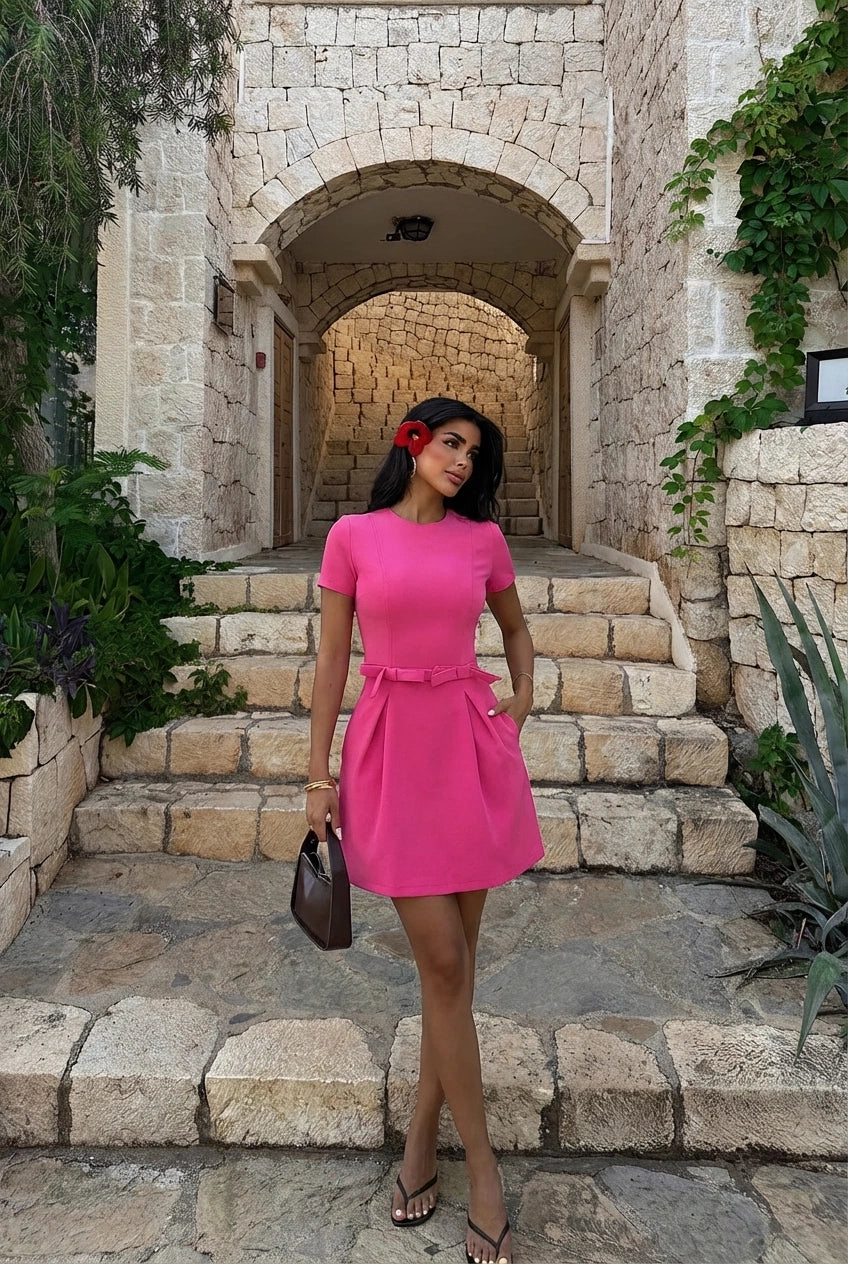 Fuchsia Basic Mini Dress