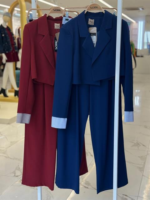 Garni Detaylı Crop Ceketli Takım 10075