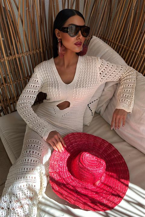 Göbek Dekolteli Ajurlu Elbise 2835