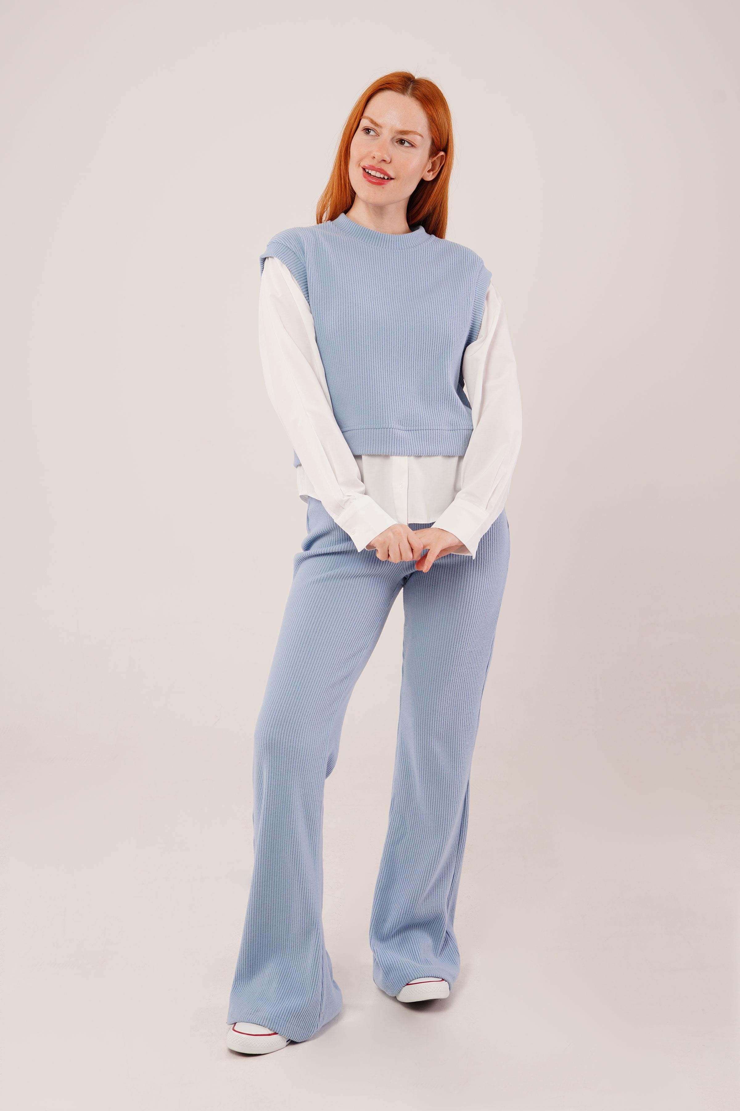 Gömlek Kol Flex Mavi Toptan İkili Takım Bebe Mavi S