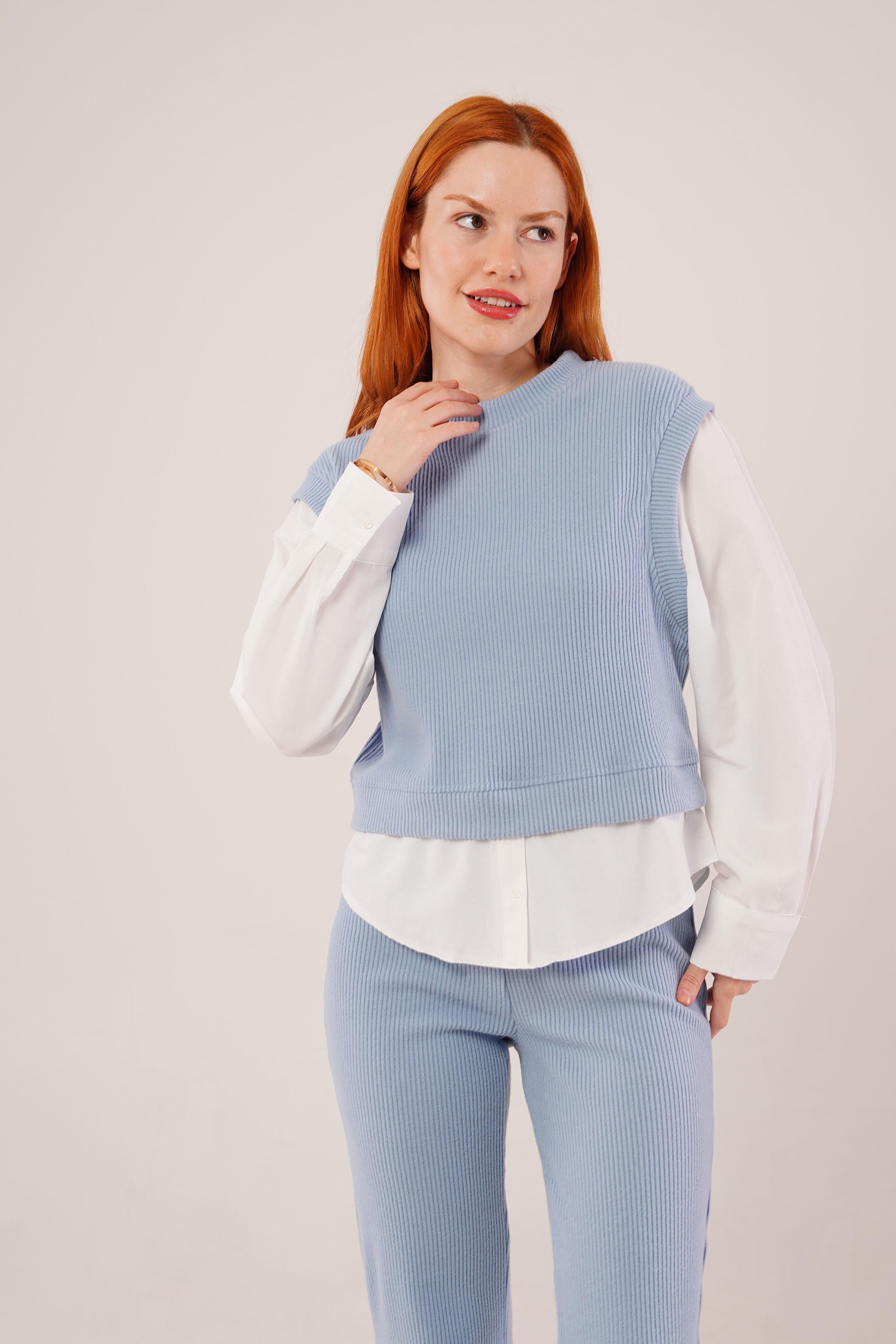 Gömlek Kol Flex Mavi Toptan İkili Takım