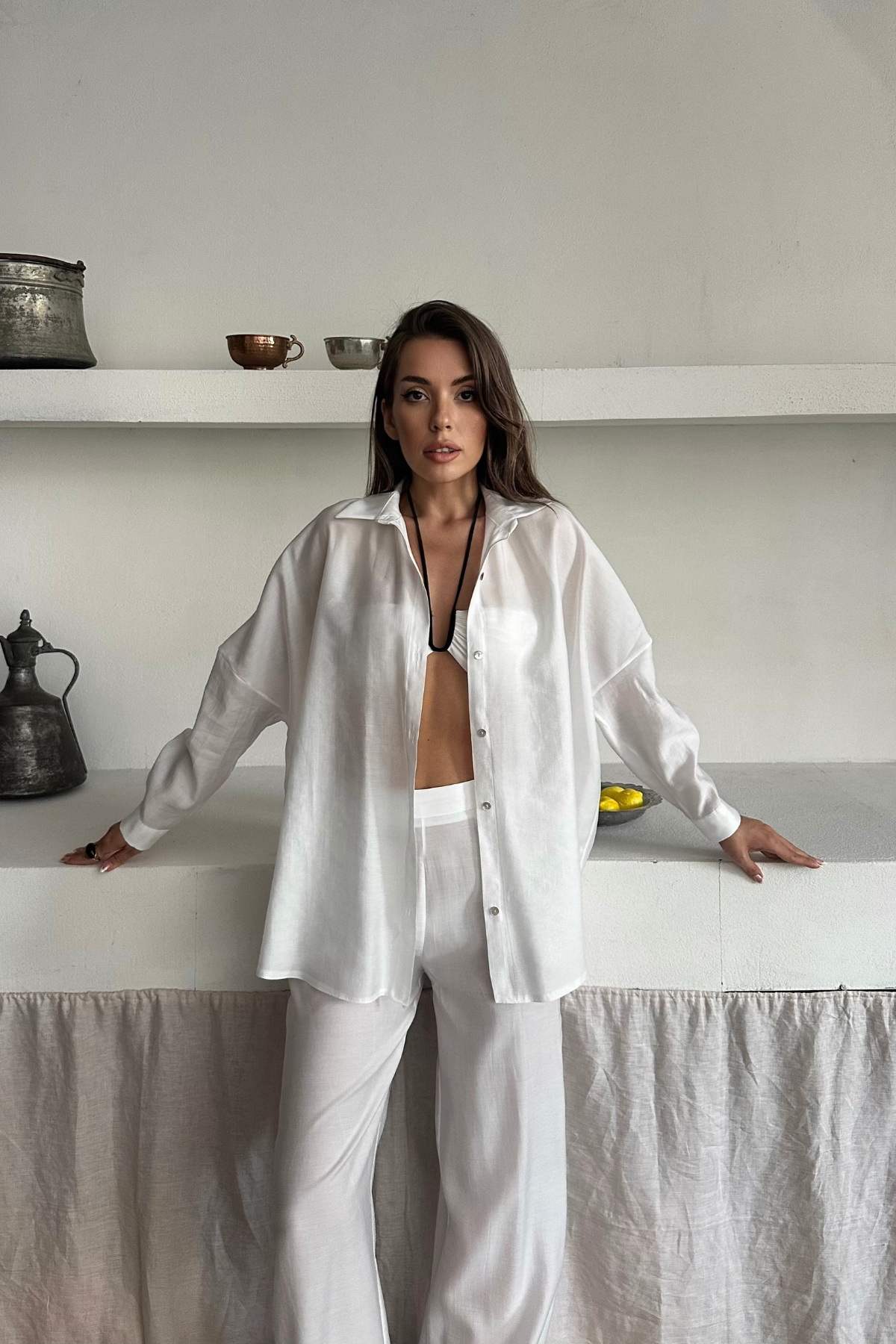 GÖMLEK - PANTOLON TAKIM - Beyaz