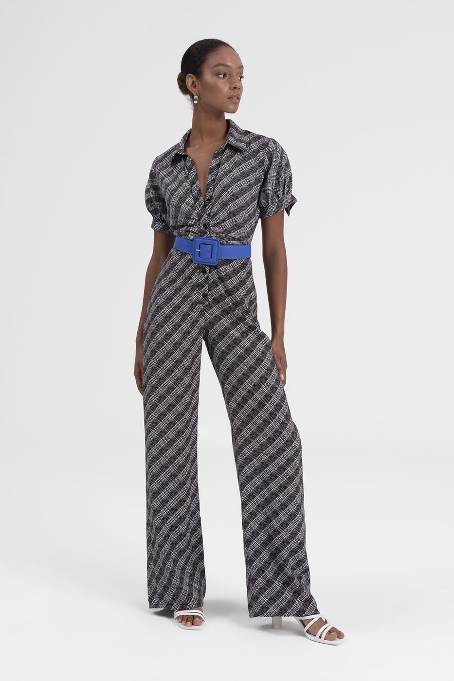 Shirt Collar Short Sleeve Jumpsuit