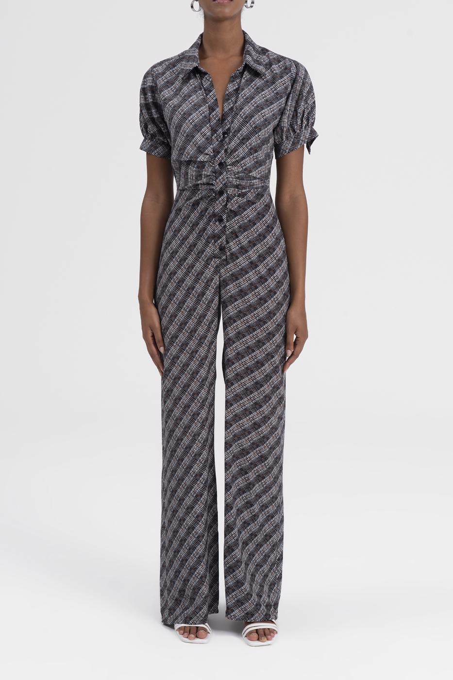 Shirt Collar Short Sleeve Jumpsuit