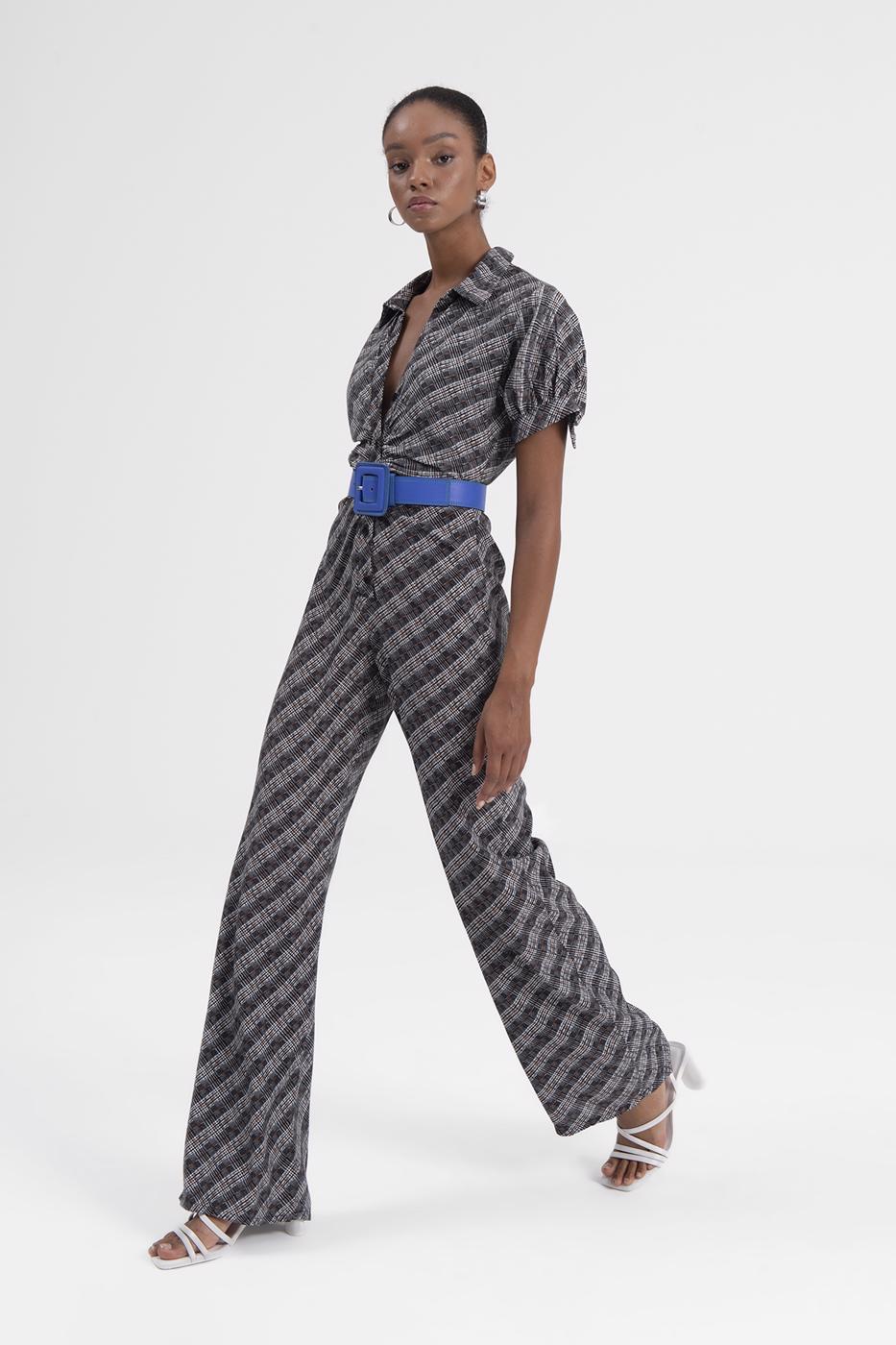 Shirt Collar Short Sleeve Jumpsuit
