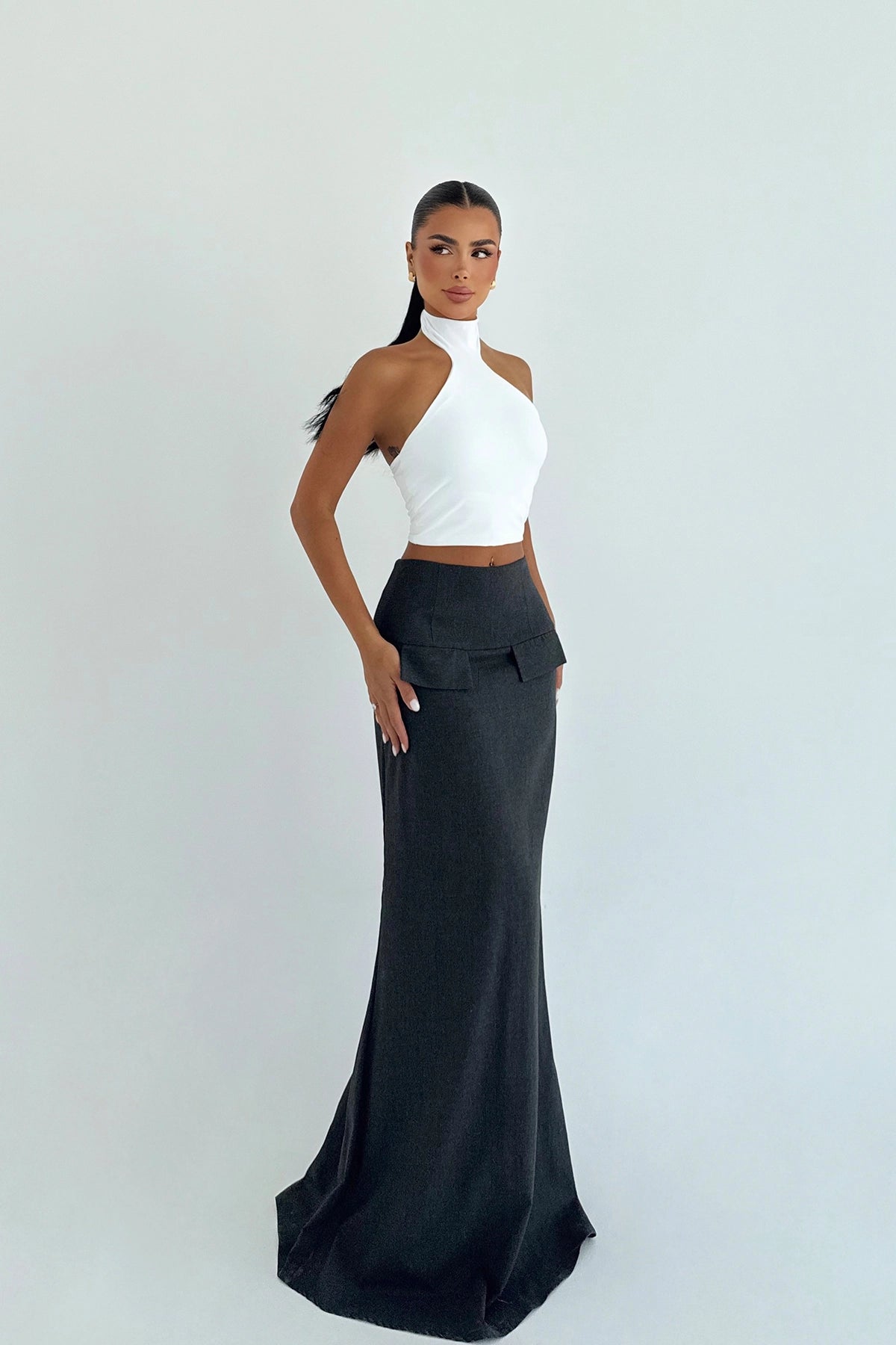 Gri Benson Uzun Etek XS