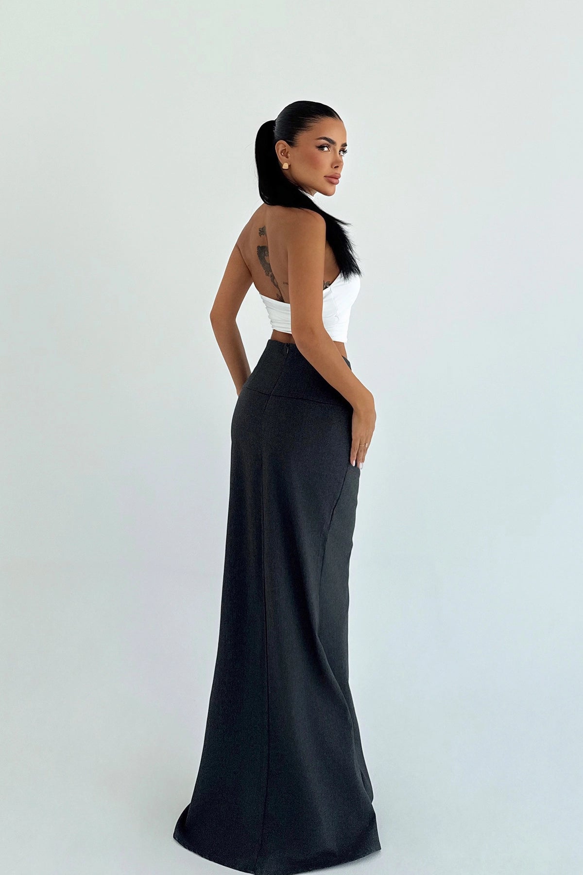 Gri Benson Uzun Etek