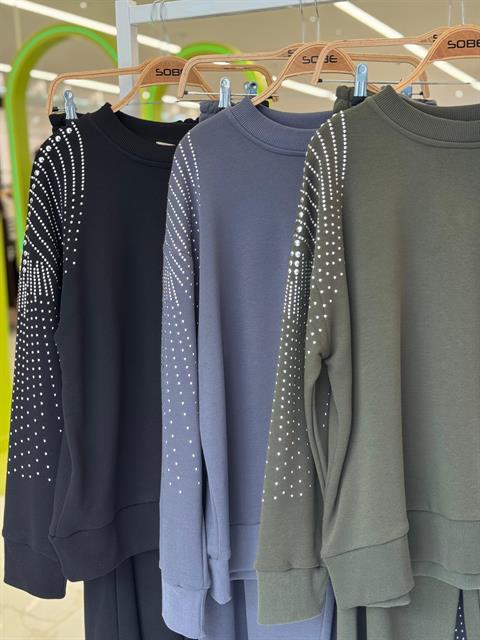 Gümüş Taşlı Dokuma Oversize Takım 9986