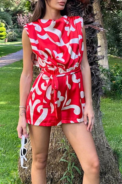 Satin Mini Jumpsuit with Light Cowl Neck