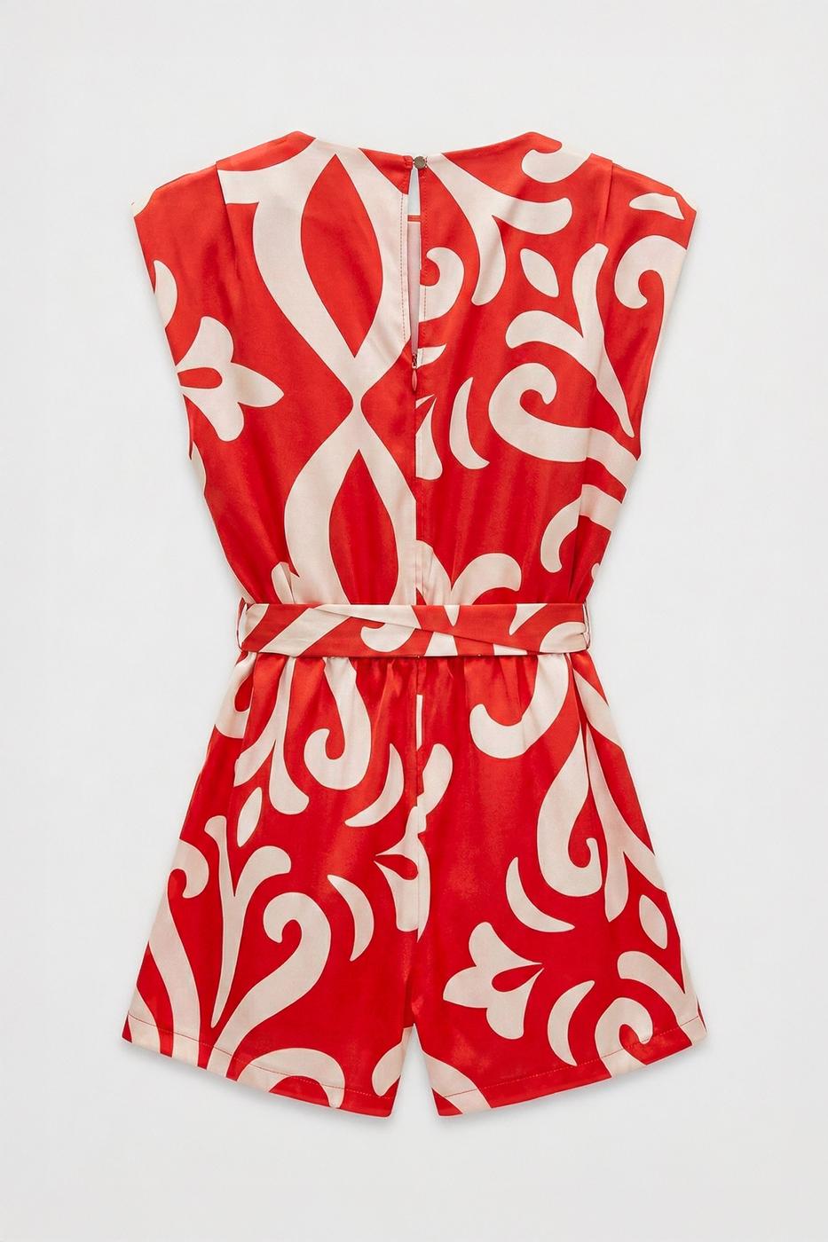 Satin Mini Jumpsuit with Light Cowl Neck