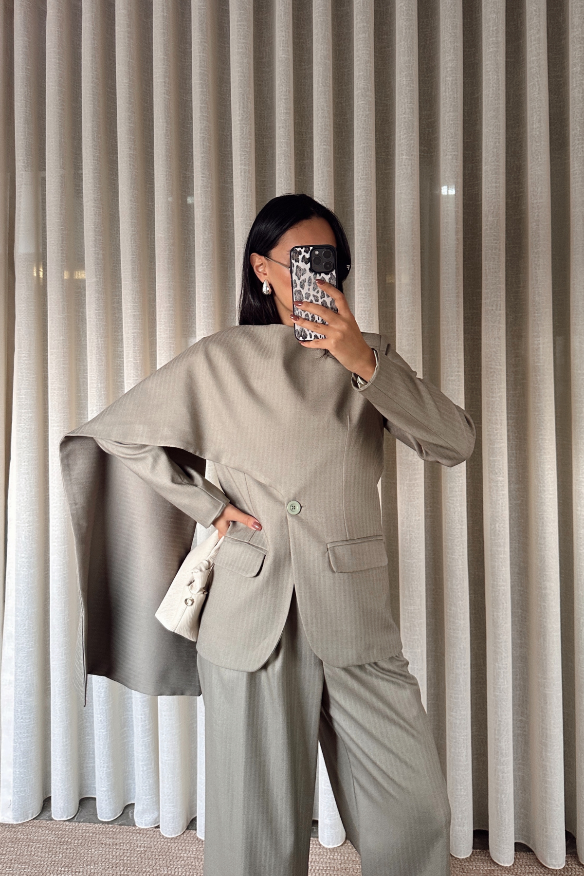 Haki Massim Model Şal Yaka Ceket Pantolon Takım