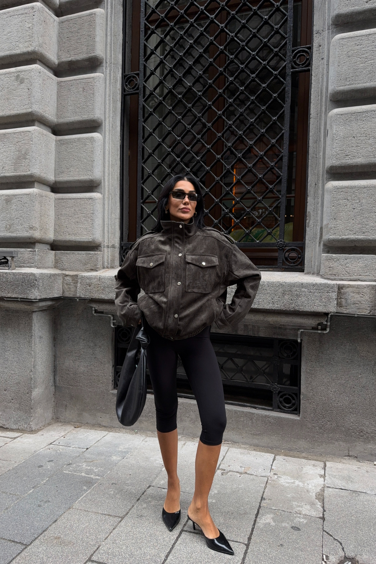 Haki Pilot Model Süet Mont