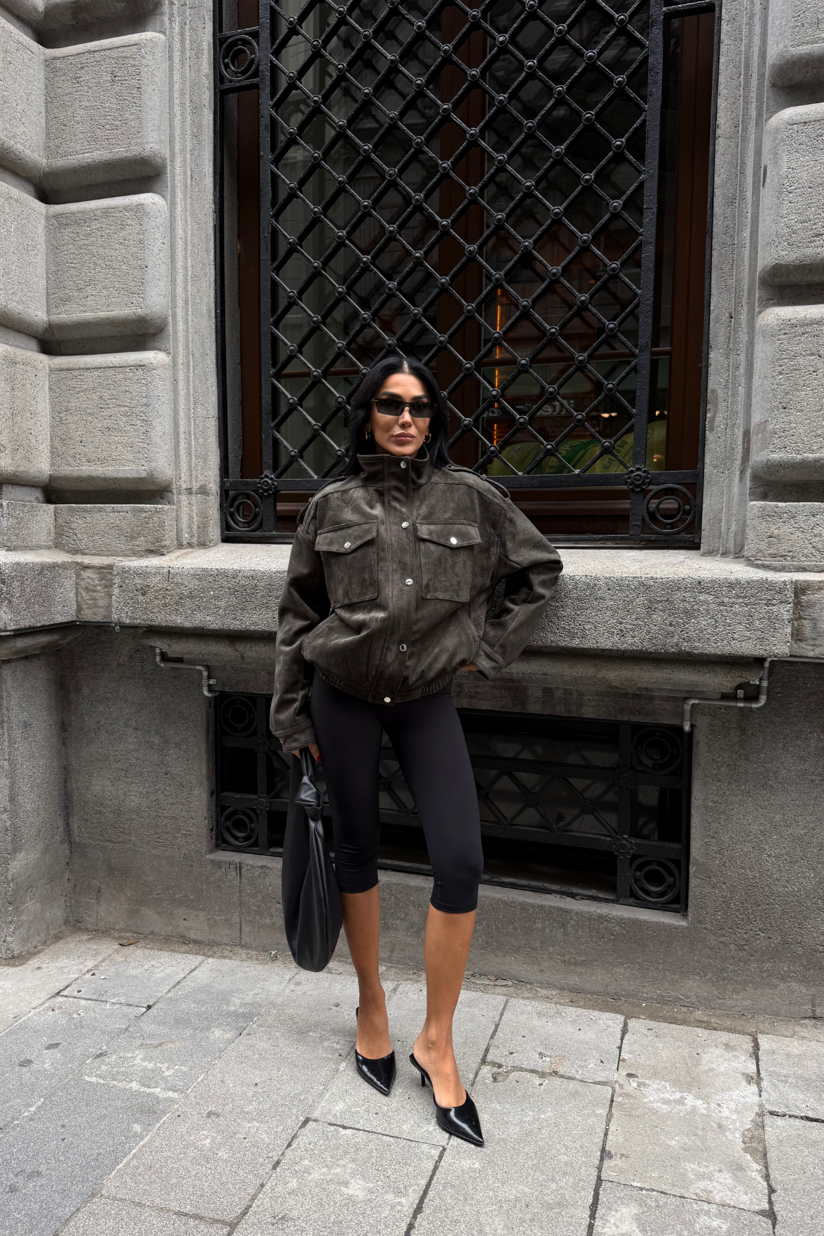 Haki Pilot Model Süet Mont