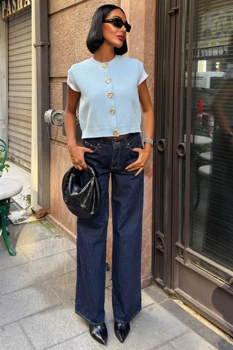 Helios Gold Düğmeli Triko Yelek 5186