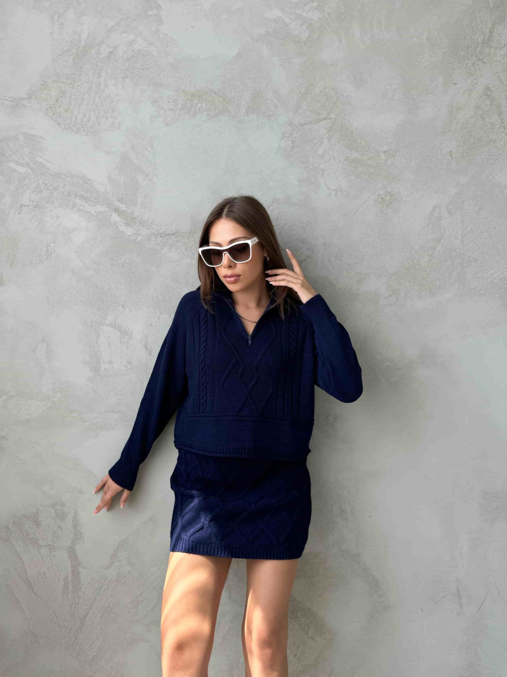 Fermuarlı Triko Etekli Takım 1512